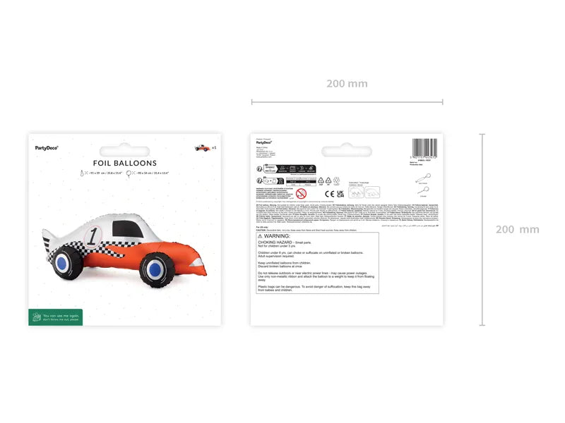Globo de aluminio con forma de coche de carreras, 90x34 cm, surtido