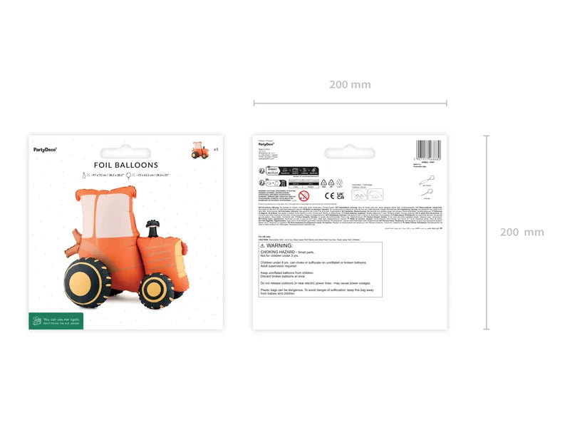 Globo de aluminio vertical Tractor, 72x63,5 cm, surtido