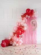 Globos metalizados para lazos de guirnaldas rosas, 25.5 x 25 cm. x5uni