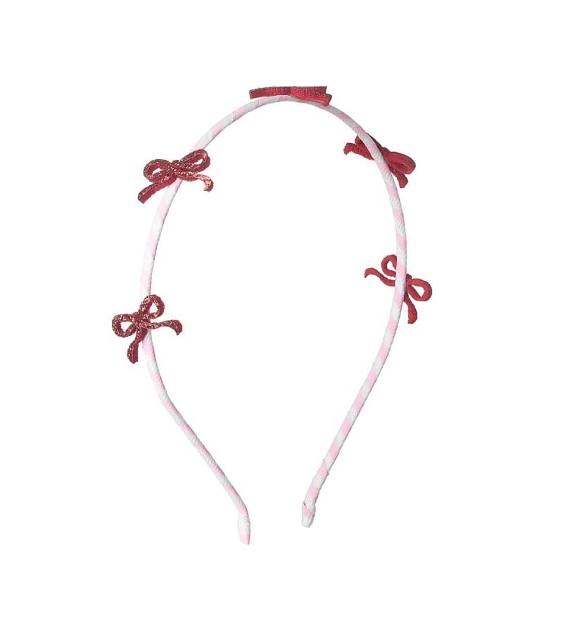 Diadema con lazo brillante y rayas de caramelo