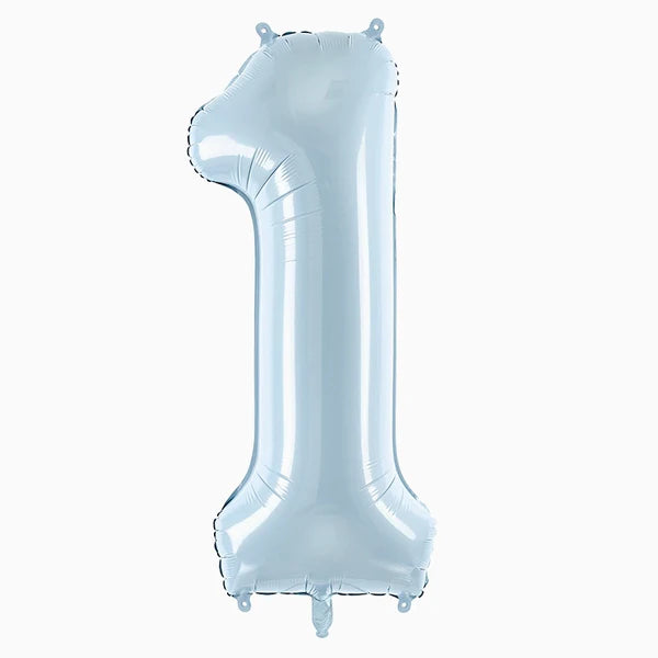 Globo Foil Número Mediano 72 cm Azul Claro Pastel