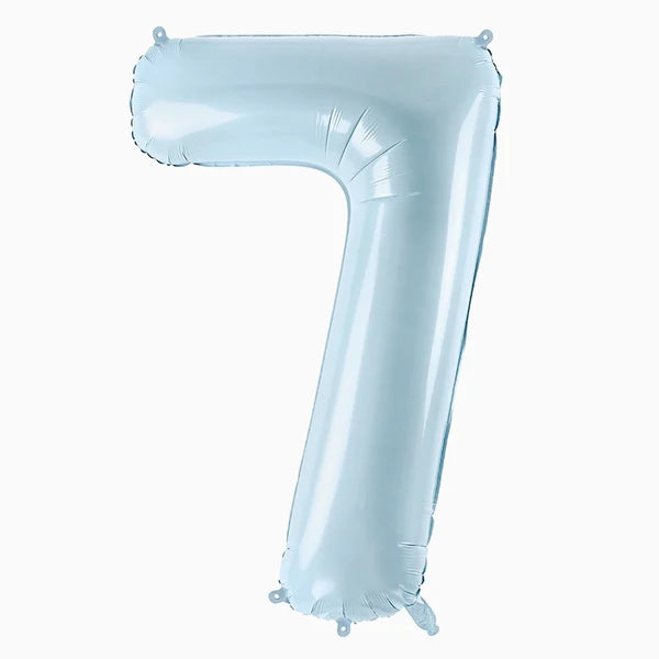 Globo Foil Número Mediano 72 cm Azul Claro Pastel