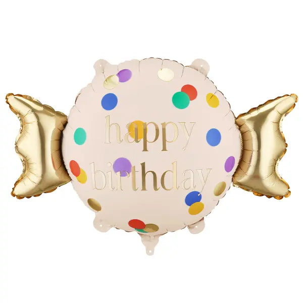 Globo de foil Caramelo Feliz Cumpleaños, 61x37 cm