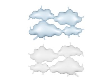 Metalizado globo double-sided backdrop clouds, 99x52 cm, blanco- light azul