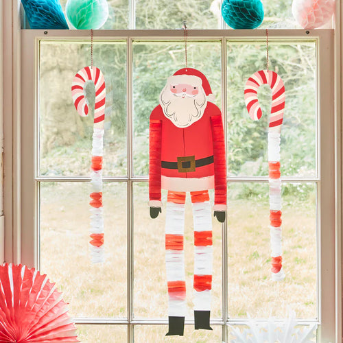 Decoración de Papá Noel y Renos de piernas largas