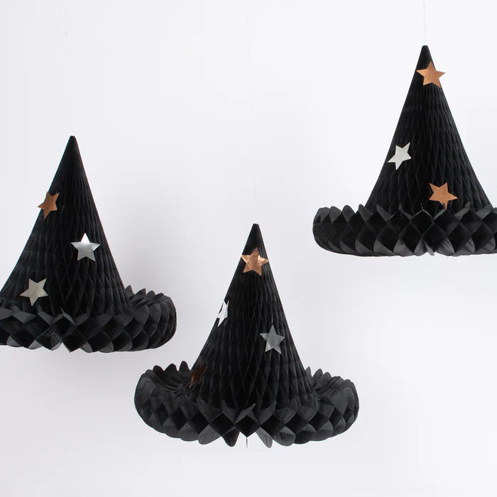 Decoracion Sombrero de bruja en Papel Nido de Abeja