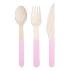 Cubiertos de Madera Rosados