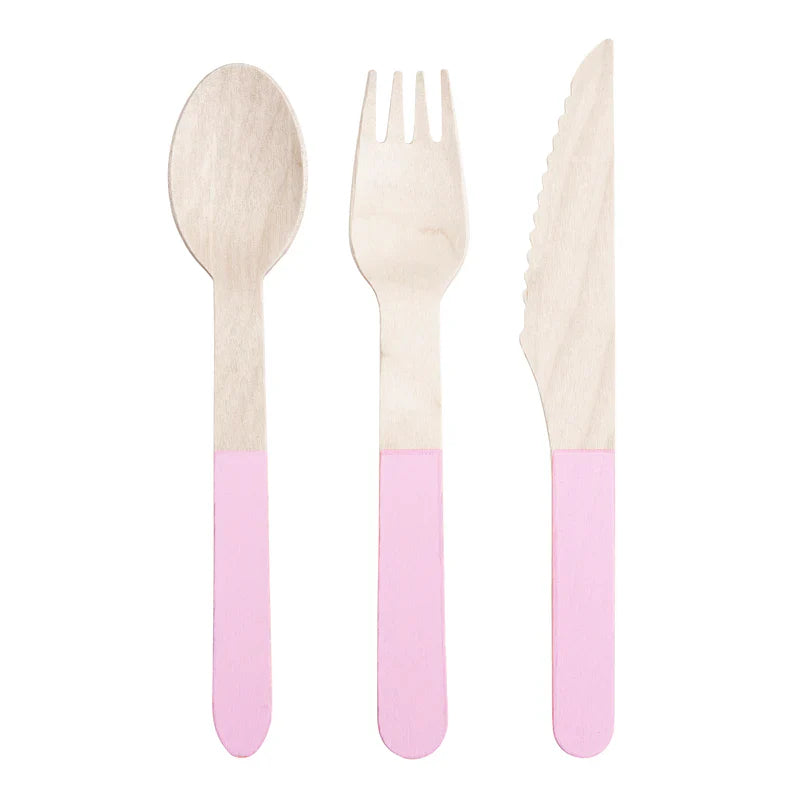 Cubiertos de Madera Rosados