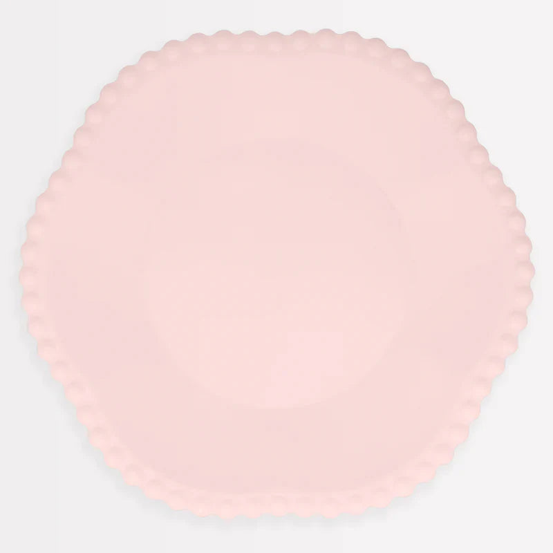 Platos Grandes Rosados Borde Punticos