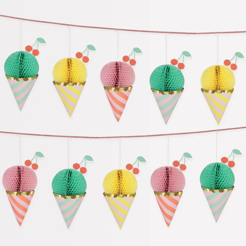 Guirnalda de Helado en Papel Nido de Abeja
