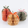 Calabazas de Papel Nido de Abeja con Rayas Otoñales