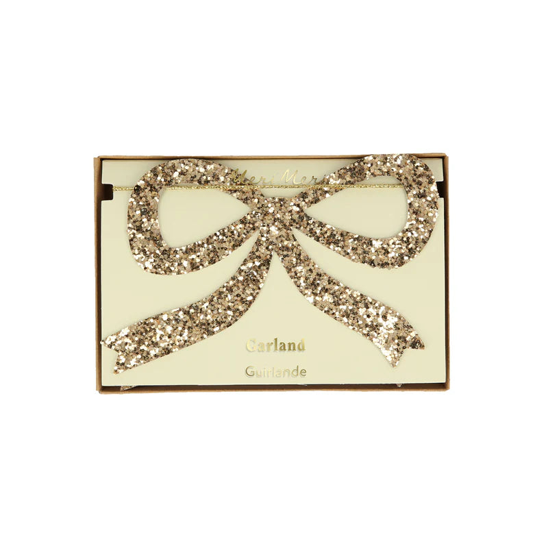 Guirnalda de Lazos Dorados Con Brillos 