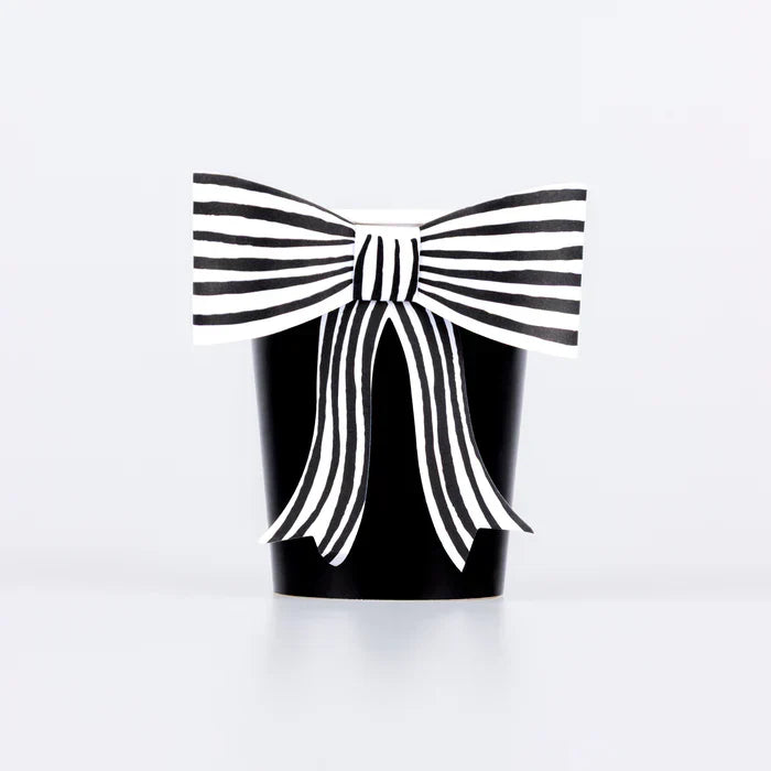 Vasos con Lazo a Rayas Blanco y Negro
