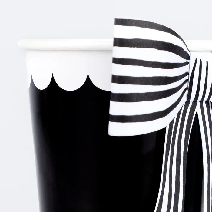 Vasos con Lazo a Rayas Blanco y Negro