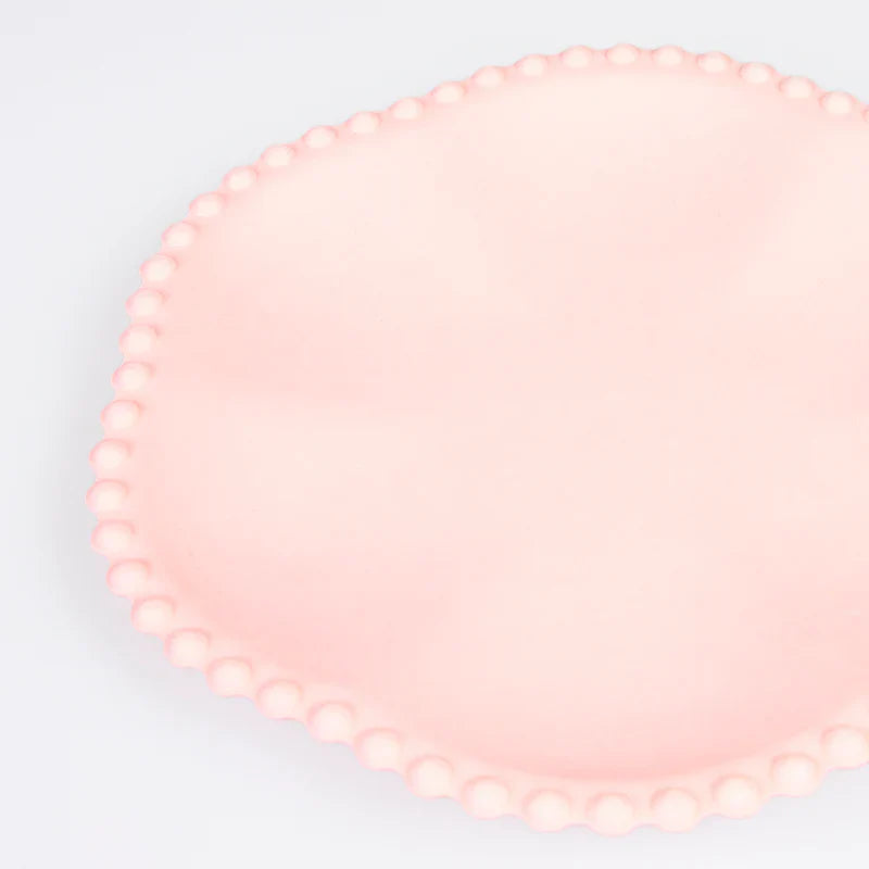 Platos Grandes Rosados Borde Punticos