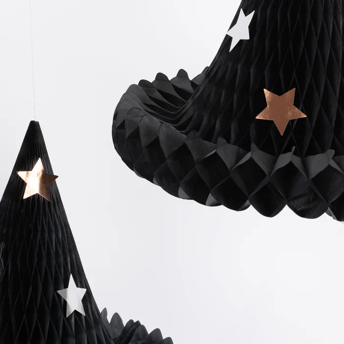 Decoracion Sombrero de bruja en Papel Nido de Abeja
